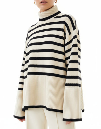 Sandra Women's Striped Turtleneck Sweater