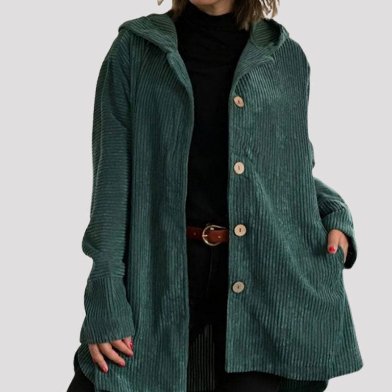 Elena Casual velvet hooded jacket for fall