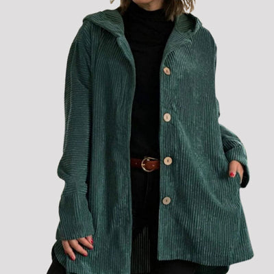 Elena Casual velvet hooded jacket for fall