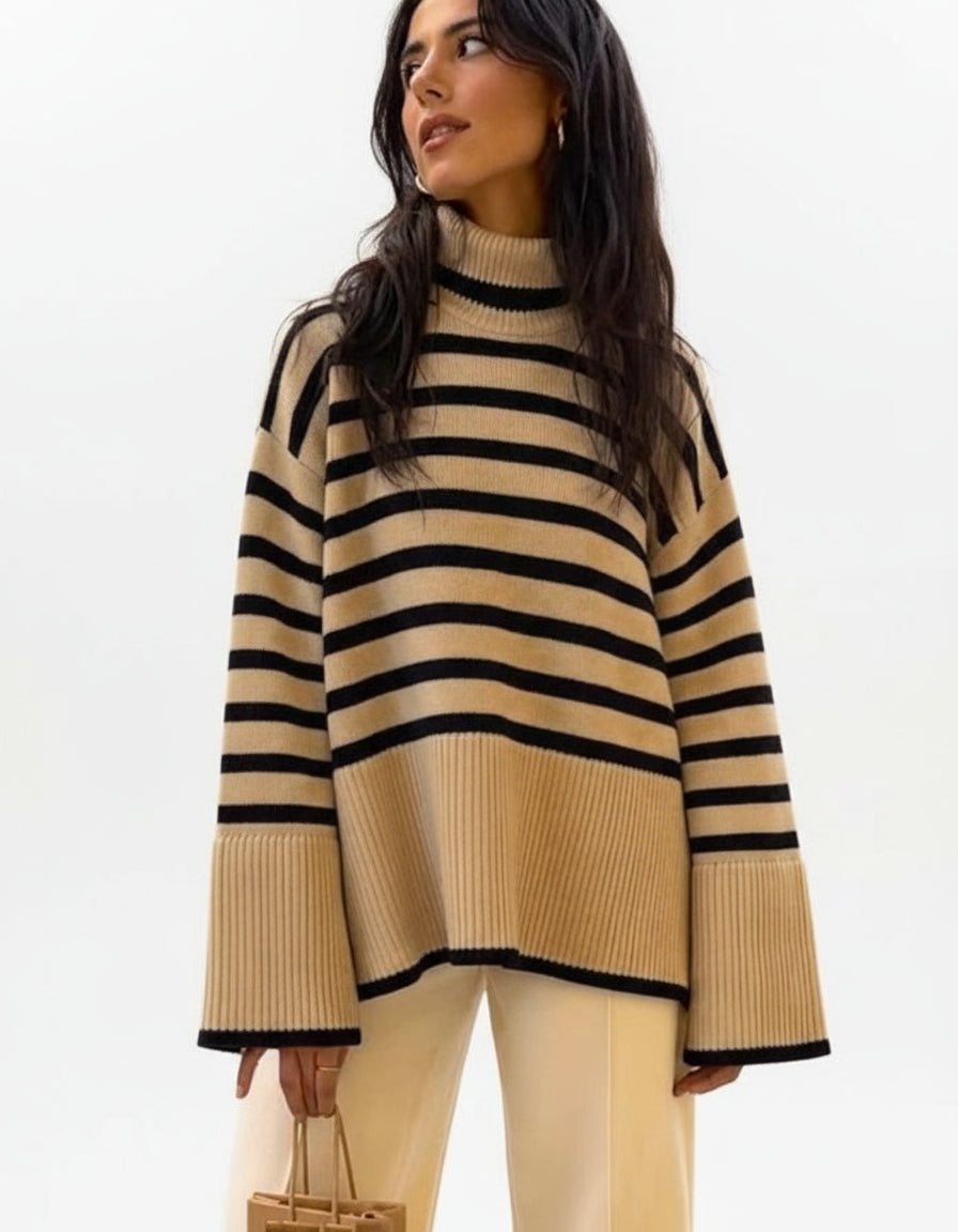 Sandra Women's Striped Turtleneck Sweater