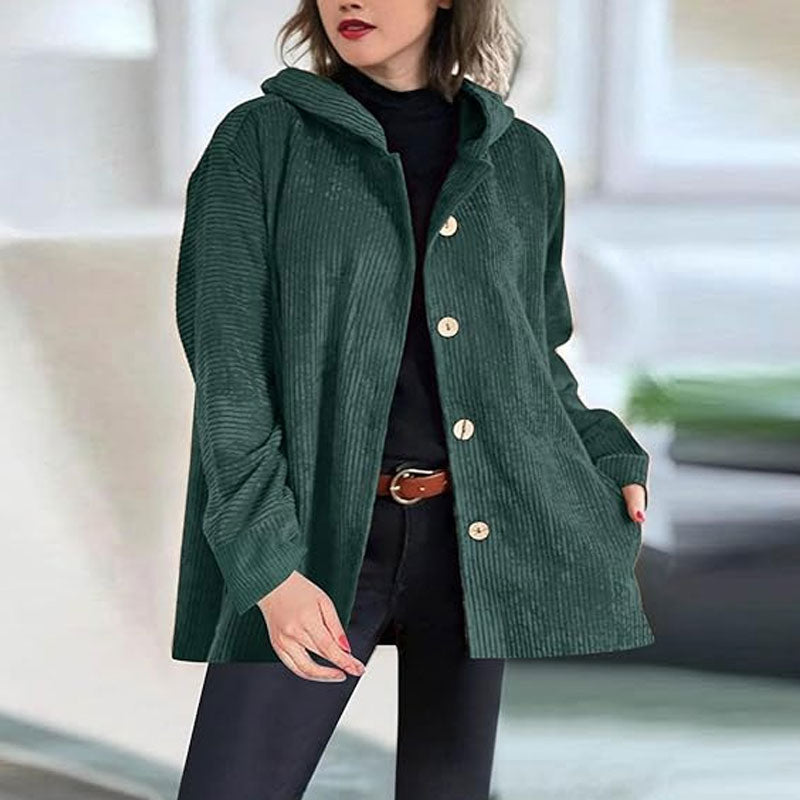 Elena Casual velvet hooded jacket for fall