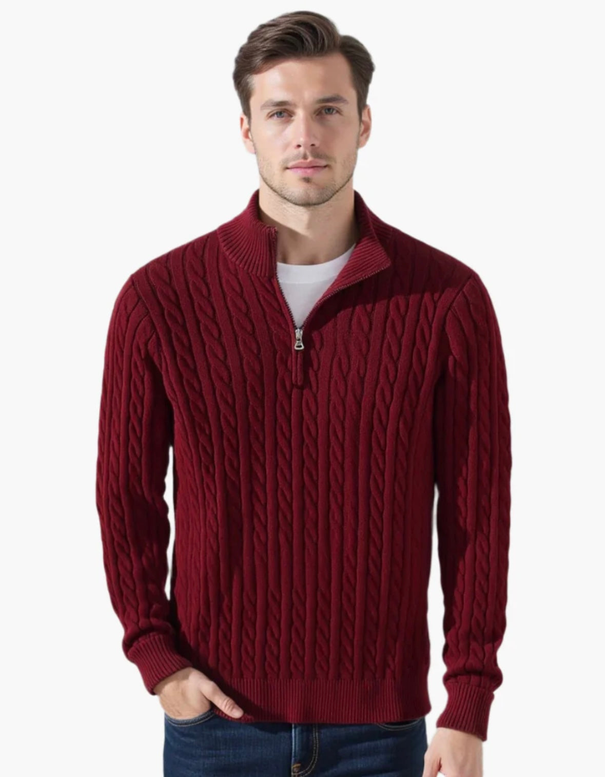 Windhaven Cable knit sweater with zipper
