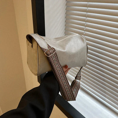 Snygg vintage Boston-väska i PU-läder - trendig axelremsväska