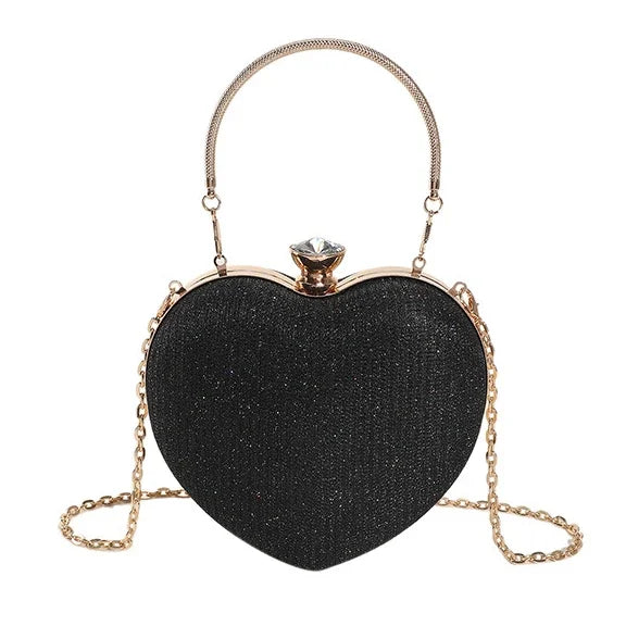 Shiny Heart-Shaped Metal Handbag