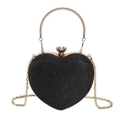 Shiny Heart-Shaped Metal Handbag