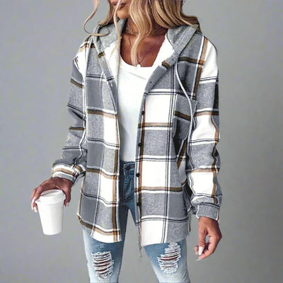 Jemima | Rutig jacka med knappar 