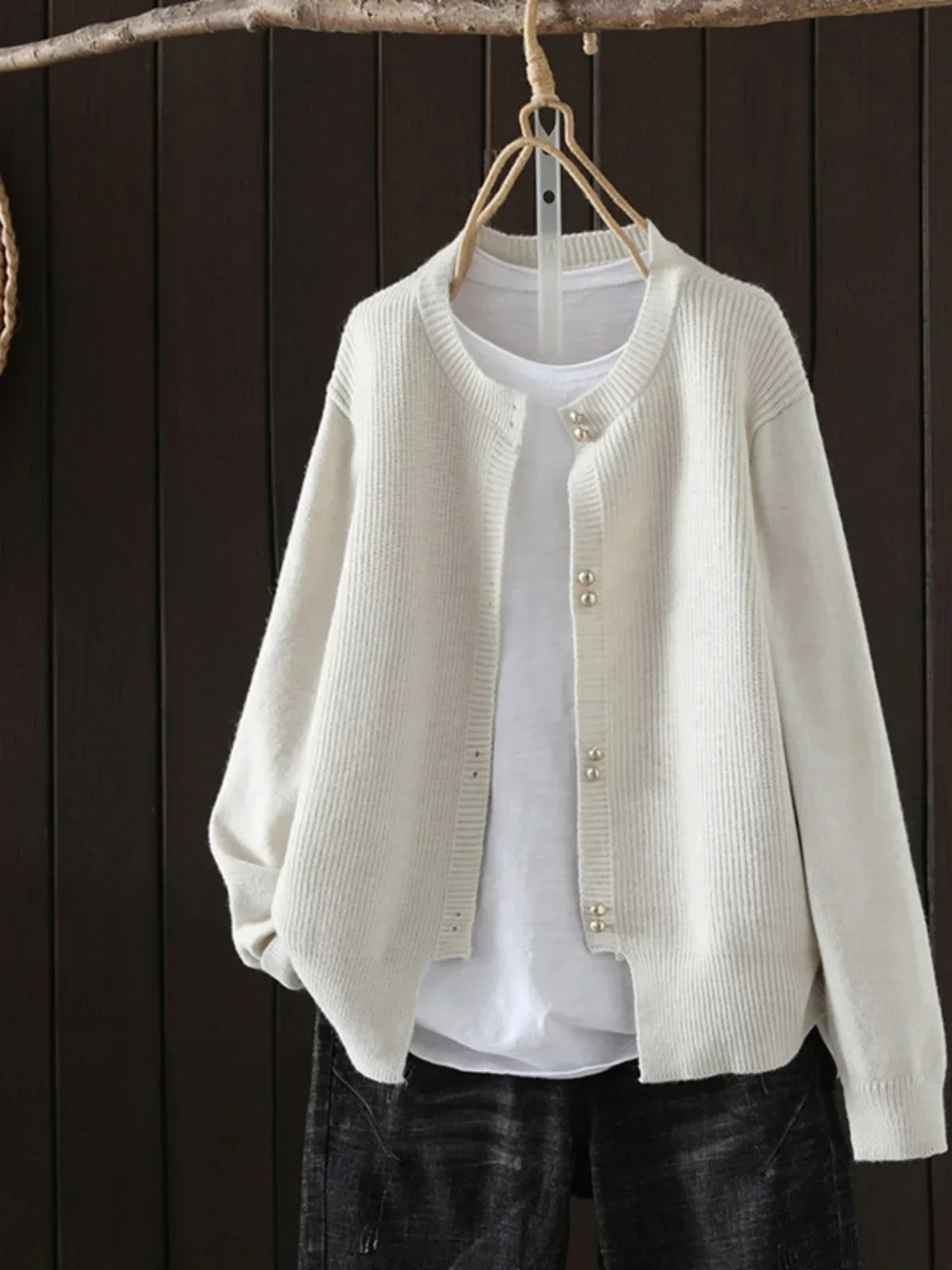 Elara| Pearl-Button Cardigan