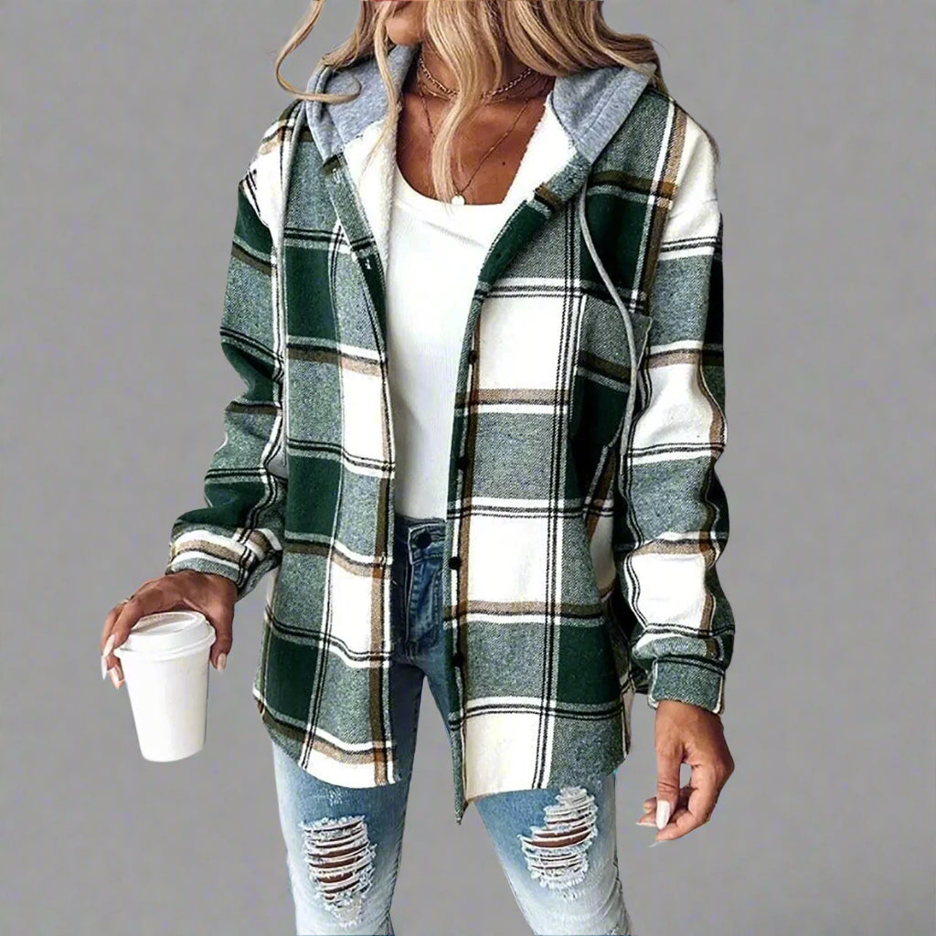 Jemima | Rutig jacka med knappar 