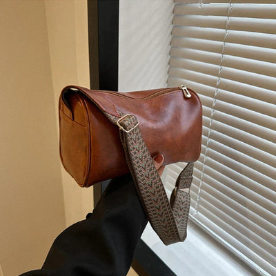 Snygg vintage Boston-väska i PU-läder - trendig axelremsväska