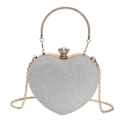 Shiny Heart-Shaped Metal Handbag