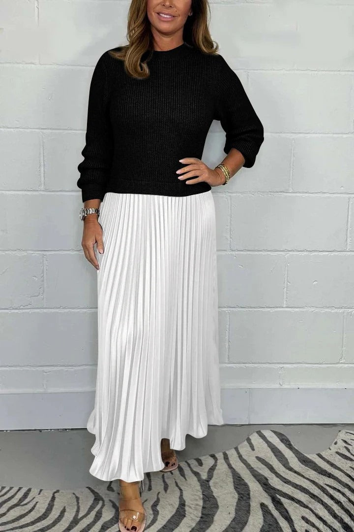 Claudia - Maxi dress with sweater and pleated skirt