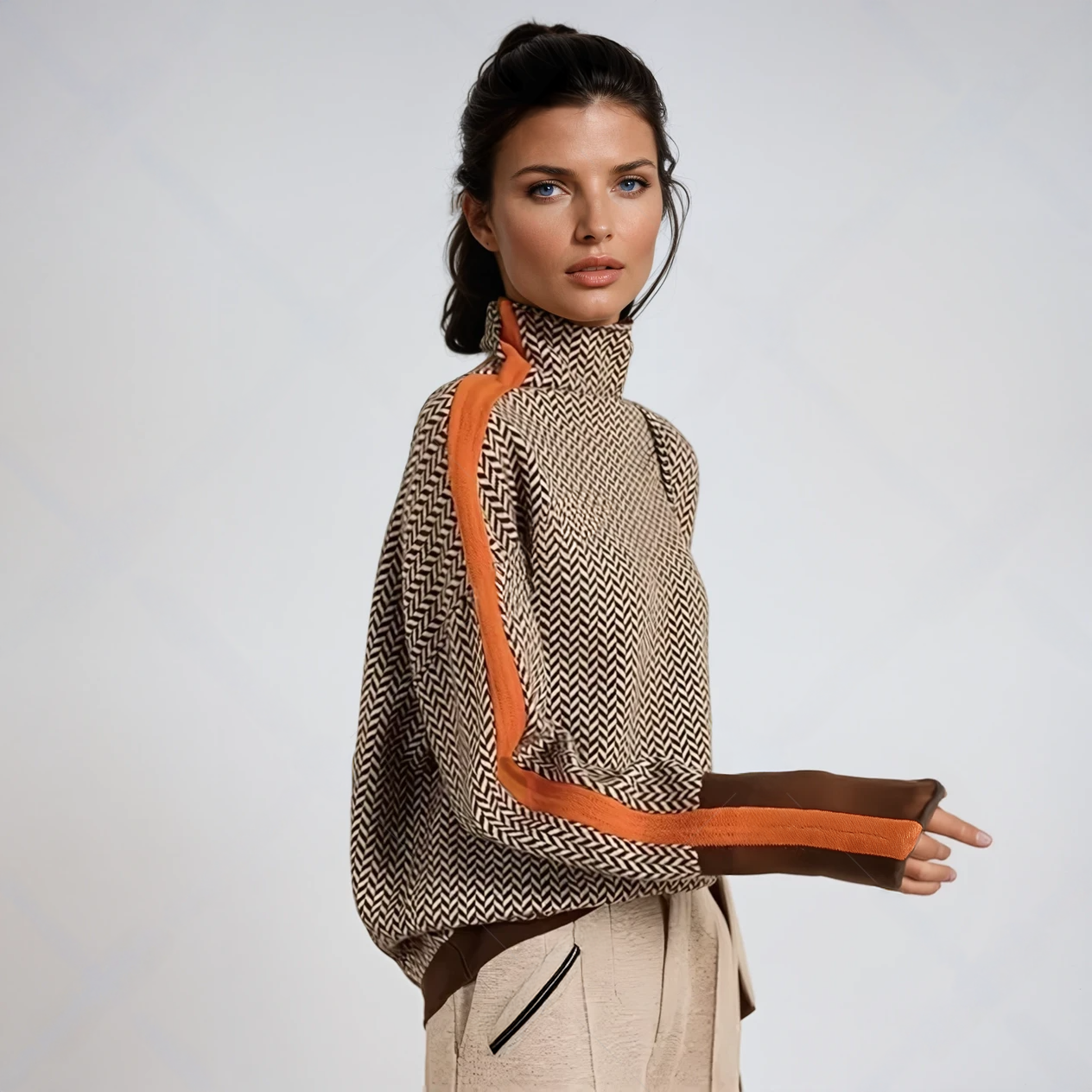 Marieke | Turtleneck sweater with striking contrasting stripes