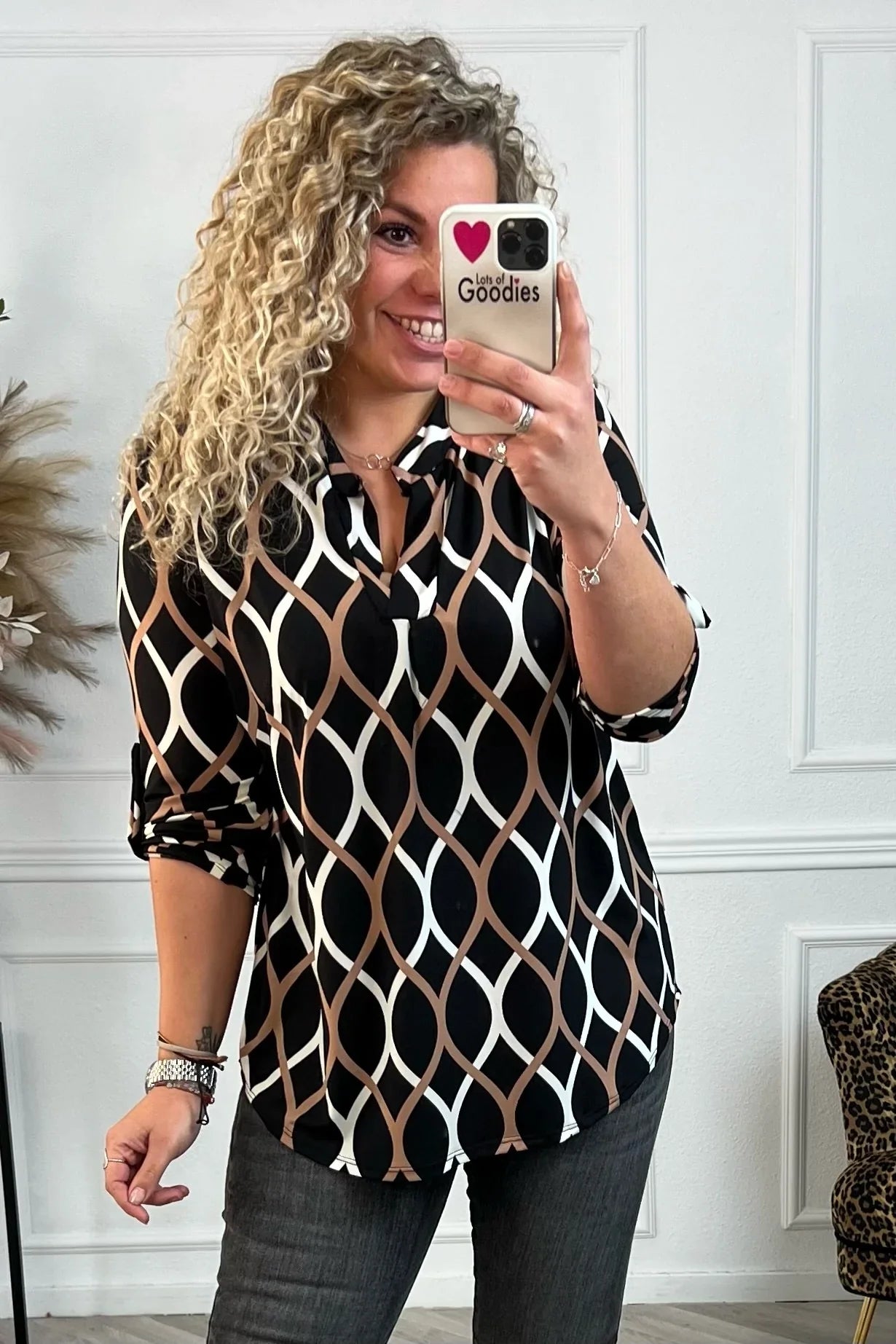 Elvira | Long-Sleeve Printed Blouse