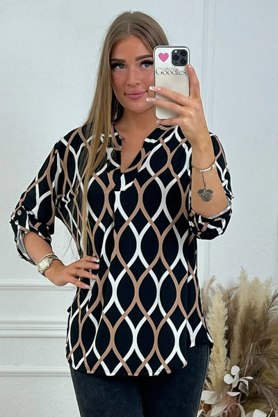 Elvira | Long-Sleeve Printed Blouse