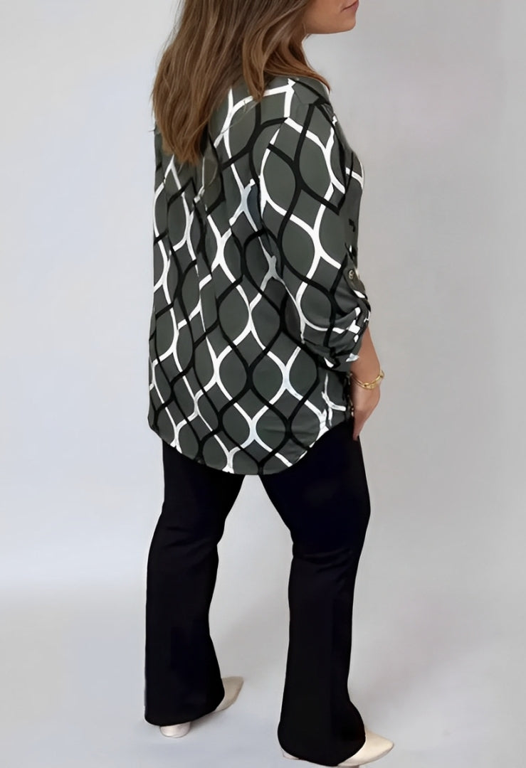 Elvira | Long-Sleeve Printed Blouse