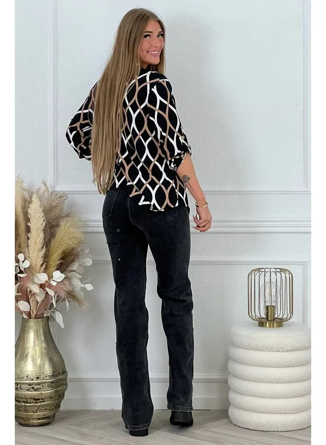 Elvira | Long-Sleeve Printed Blouse