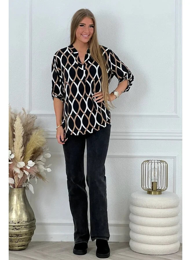 Elvira | Long-Sleeve Printed Blouse