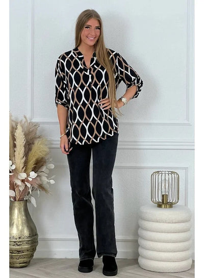 Elvira | Long-Sleeve Printed Blouse